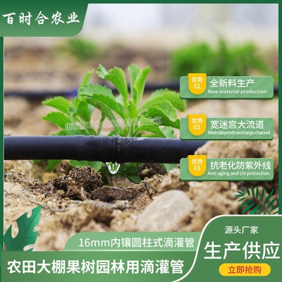 16滴灌管廠家 生產(chǎn)供應(yīng)園林果樹灌溉農(nóng)用黑色內(nèi)鑲圓柱式滴灌管材