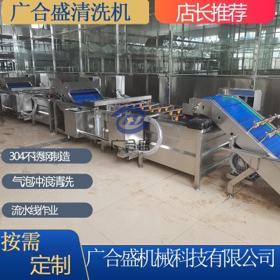 定制葉菜類凈菜氣泡式清洗機蔬菜清洗風(fēng)干流水線蘋果水果清洗機