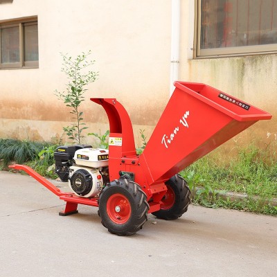 園林輪式手扶碎枝機(jī)可移動小型樹枝粉碎機(jī)修剪物汽油碎枝機(jī)直營