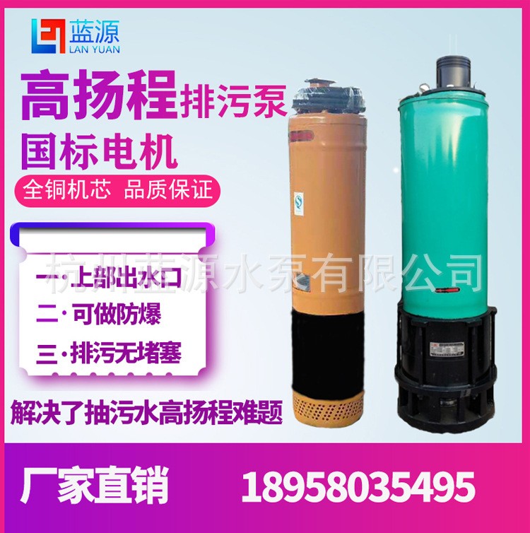 高揚(yáng)程工程排污泵WQX15-60/7.5無(wú)堵塞大流量工程礦用下吸式污水泵