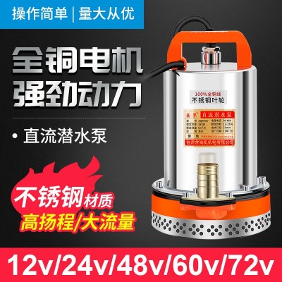 農(nóng)用家用12V24V48v60v直流泵車船電動(dòng)排污潛水泵大流量便捷抽水機(jī)