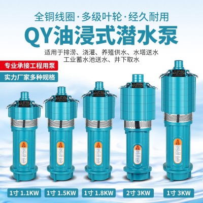 越浪人民QY油浸泵三相潛水泵380v高揚程農田灌溉大流量工 業(yè)深井泵c