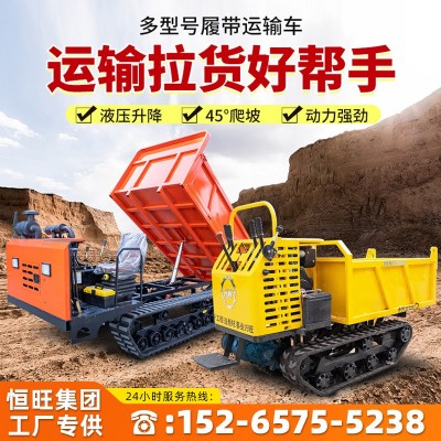 履帶運(yùn)輸車全地形建筑工程爬山虎運(yùn)輸車座駕式液壓自卸搬運(yùn)車