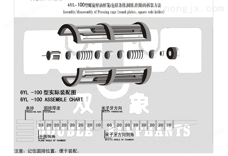 6YL-100型螺旋榨油機榨籠（包括條排，圓排，骨圈）的撤裝方法